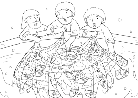 Luke 5 6 Fishers Of Men   Multitude Of Fishes Coloring Page